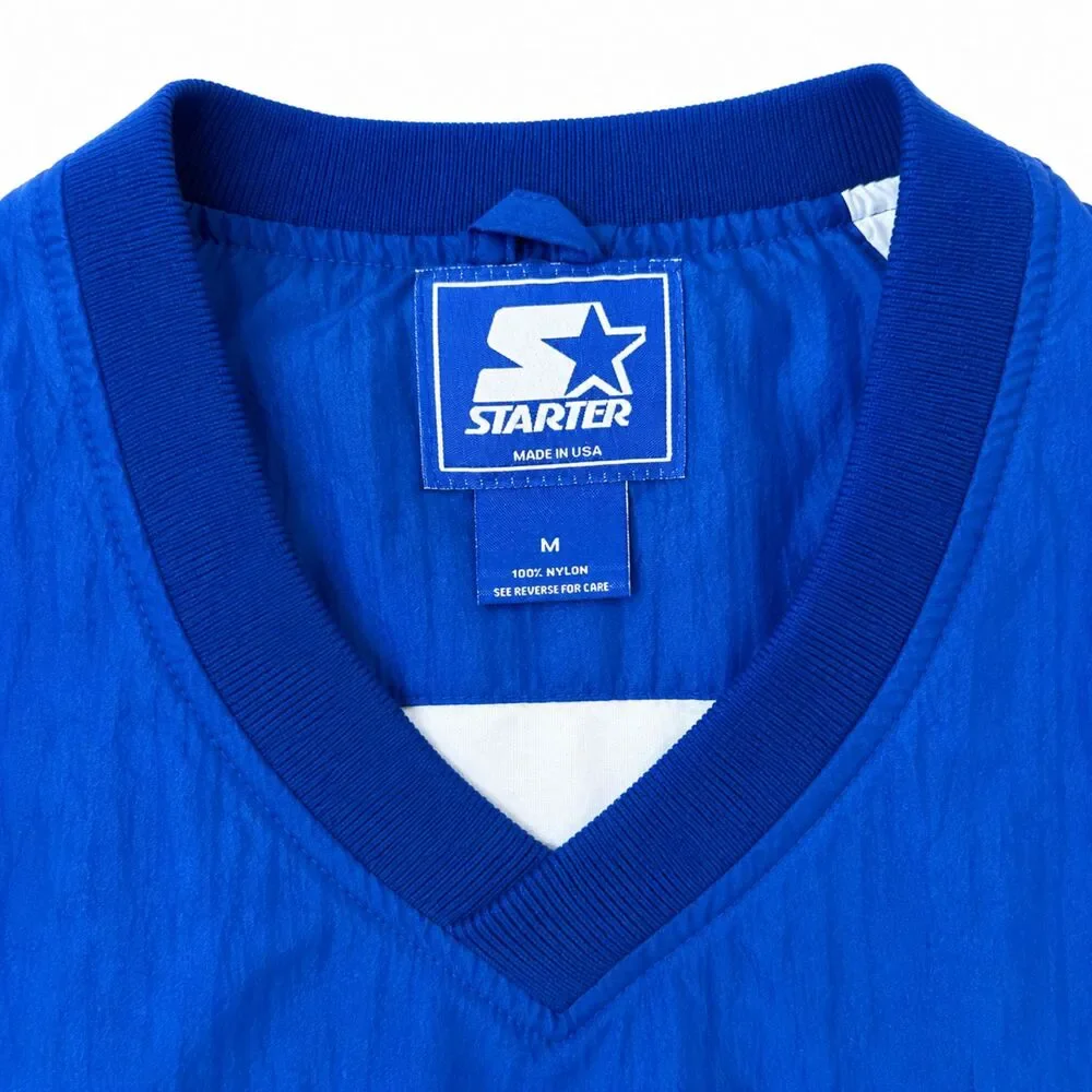 Vintage 90s Starter Pullover Windbreaker Jacket Blue V-Neck Blank Nylon USA M